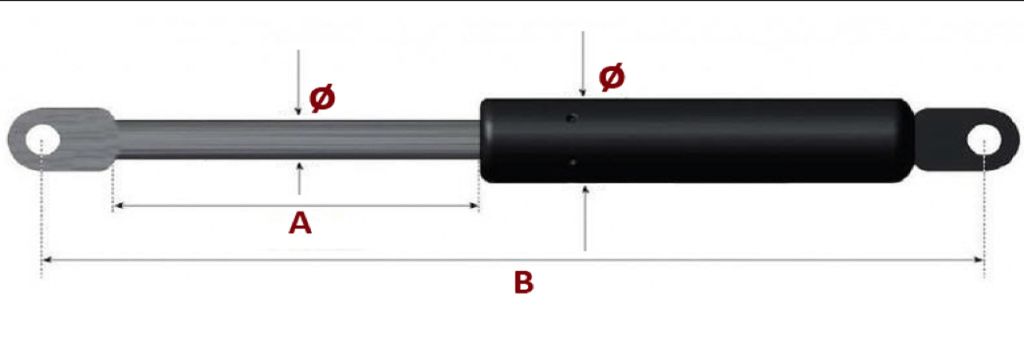 Resorte de Gas medidas